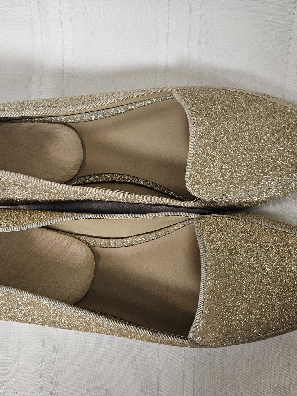 Ann Taylor Gold Glitter Loafers - Picture 2 of 5